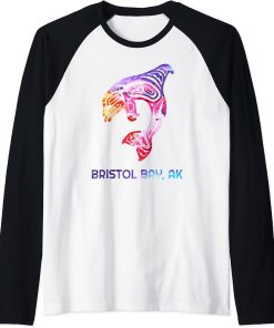 Bristol Bay Alaska Native American Orca Killer Whale Raglan Baseball Tee