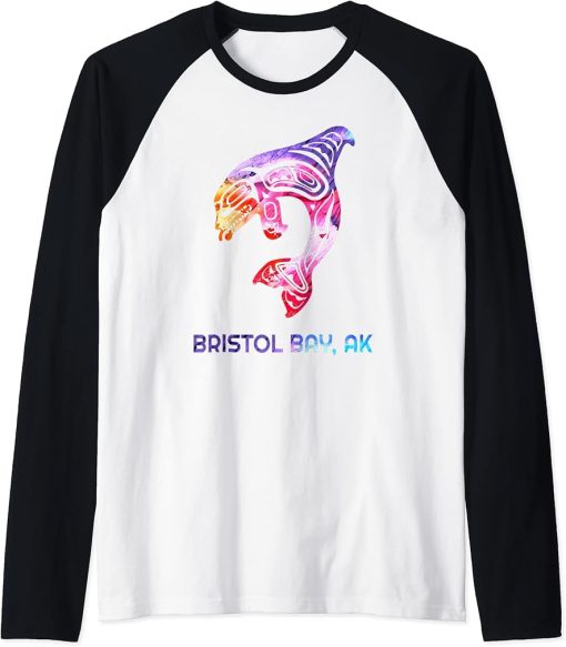 Bristol Bay Alaska Native American Orca Killer Whale Raglan Baseball Tee