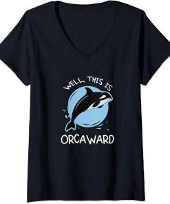 Womens Introvert Funny Awkward Orca V-Neck T-Shirt