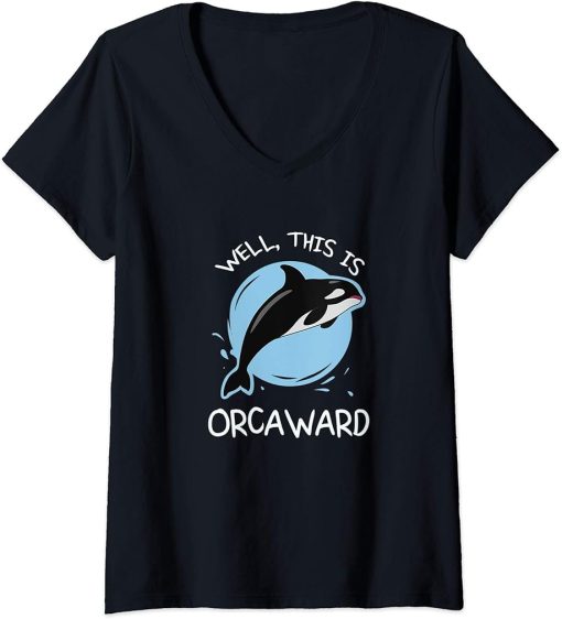 Womens Introvert Funny Awkward Orca V-Neck T-Shirt