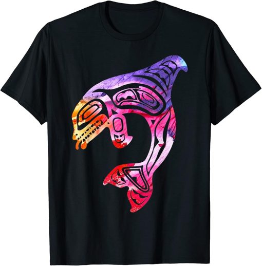 Colorful Orca Killer Whale Pacific NW Native American T-Shirt