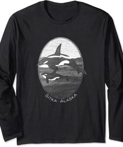 Sitka Alaska Orca Whale Graphic Souvenir Long Sleeve T-Shirt