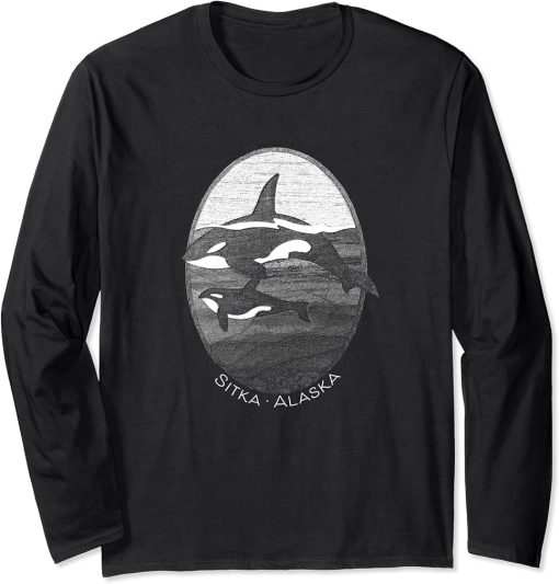 Sitka Alaska Orca Whale Graphic Souvenir Long Sleeve T-Shirt