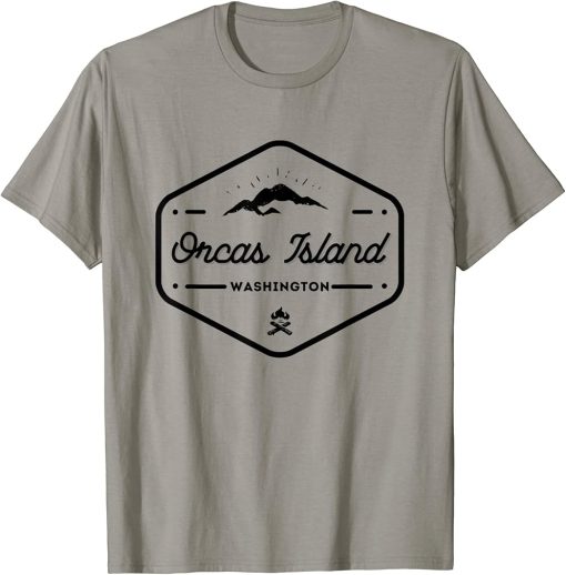 Black Orcas Island WA Mountains Hiking Campfiire Outdoors T-Shirt